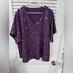 New without tag Unknown brand 3X purple and gold celestial top